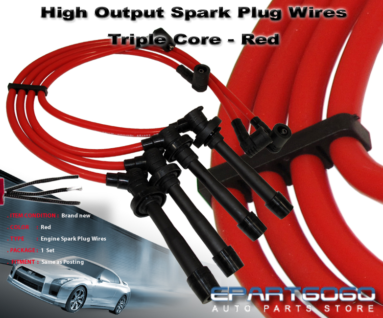 10 2mm Racing Spark Plug Wire Set Red 1988 2000 SOHC Honda Civic D15