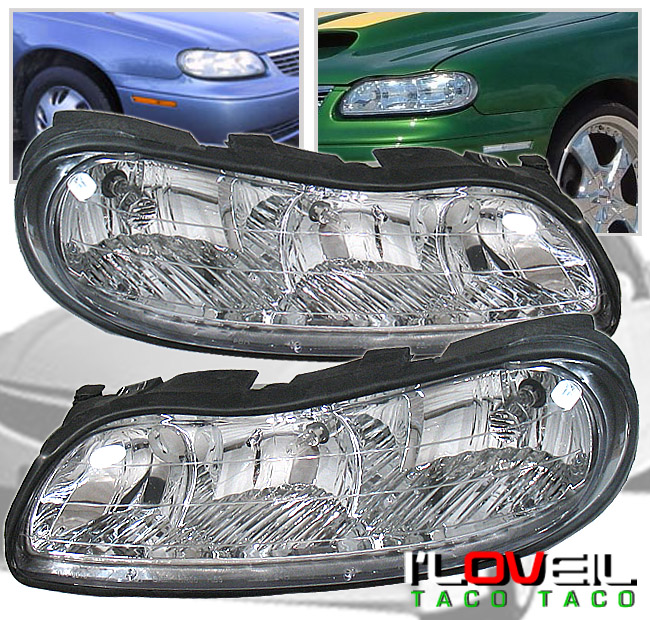 97 03 Chevy Malibu Chrome Clear Headlights 9004 HID